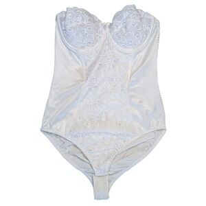 80s Vintage Love Lines by Lovelables 36B white strapless bodysuit floral lace